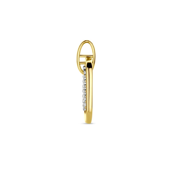 hanger diamant 0.08ct h si 20 mm 14K bicolor goud geel/wit - Afbeelding 3
