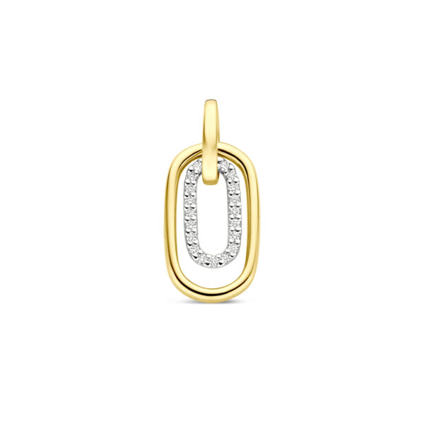hanger diamant 0.08ct h si 20 mm 14K bicolor goud geel/wit