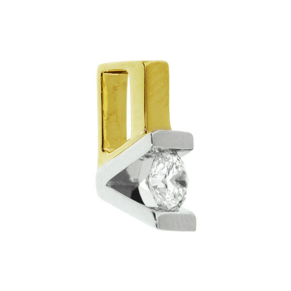 hanger diamant 0.10ct h si 14K bicolor goud geel/wit - Afbeelding 2