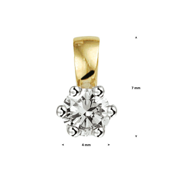 hanger diamant 0.10ct h si 14K bicolor goud geel/wit - Afbeelding 3