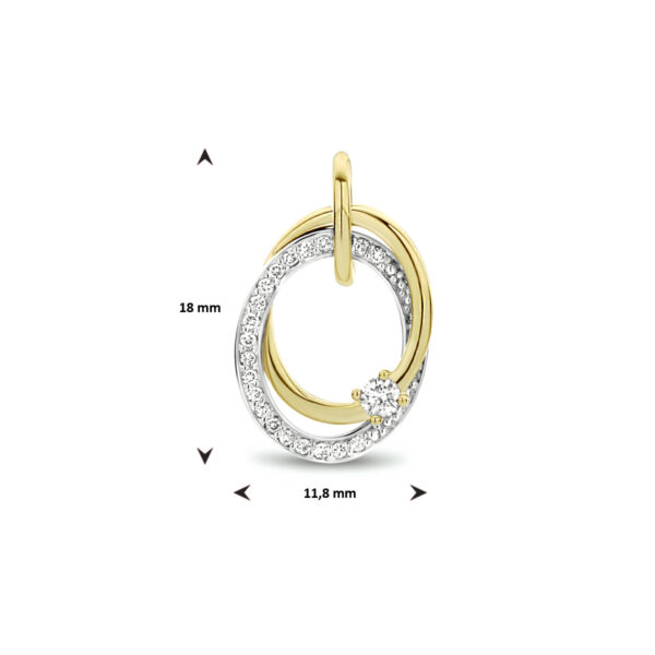 hanger diamant 0.14ct h si 14K bicolor goud geel/wit - Afbeelding 4