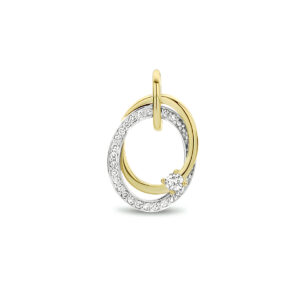 hanger diamant 0.14ct h si 14K bicolor goud geel/wit
