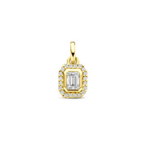 hanger diamant 0.31ct h si 13 mm halo 14K geelgoud