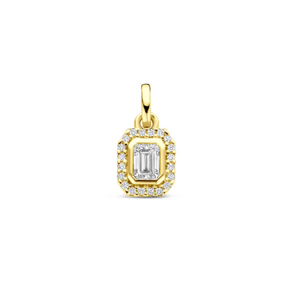 hanger diamant 0.31ct h si 13 mm halo 14K geelgoud