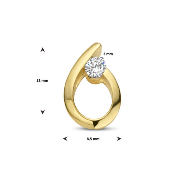 hanger druppel zirkonia 14K geelgoud - Afbeelding 4