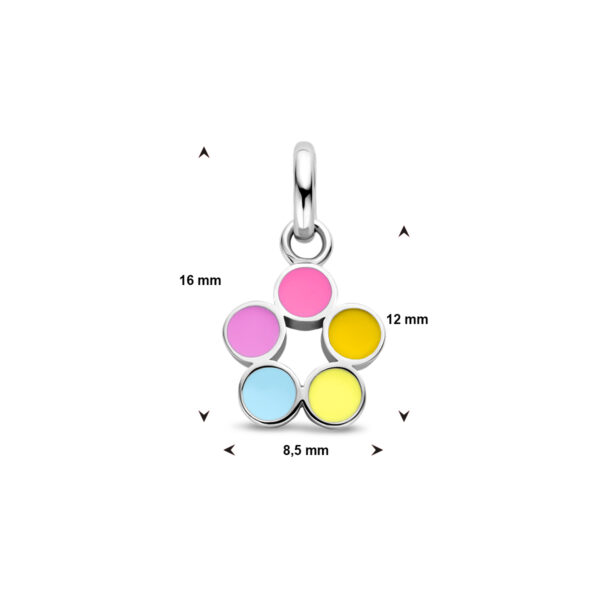 hanger emaille bloem zilver gerhodineerd - Afbeelding 4