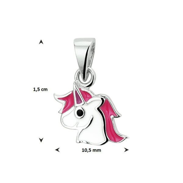 hanger emaille eenhoorn zilver gerhodineerd - Afbeelding 2