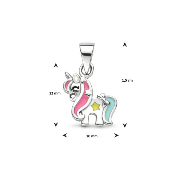 hanger emaille eenhoorn zilver gerhodineerd - Afbeelding 4
