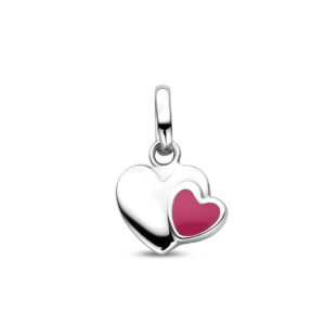hanger emaille hartje 11 mm zilver gerhodineerd