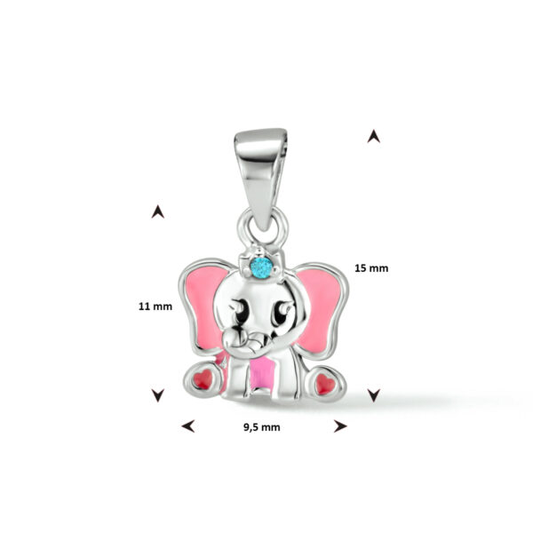 hanger emaille olifant blauw zirkonia zilver gerhodineerd - Afbeelding 2