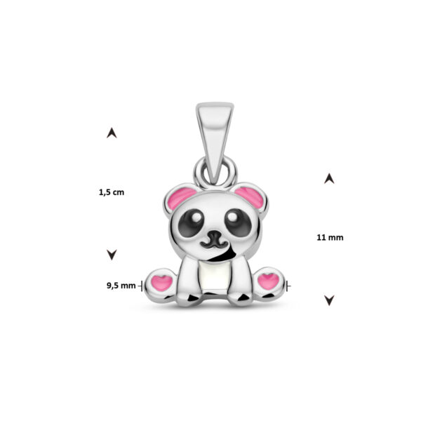 hanger emaille panda zilver gerhodineerd - Afbeelding 4