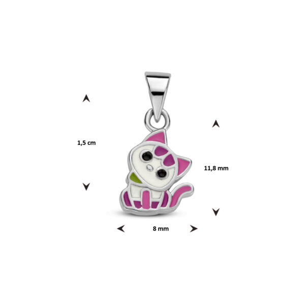 hanger emaille poes zilver gerhodineerd - Afbeelding 4