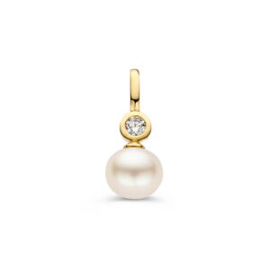 Hanger geelgoud parel/zirkonia