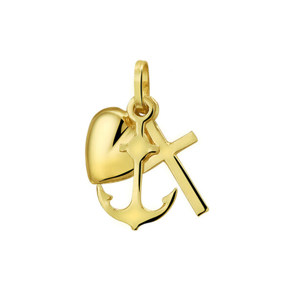 hanger geloof, hoop en liefde 14K geelgoud