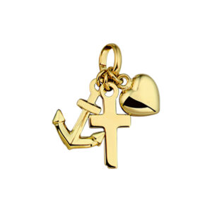 hanger geloof, hoop en liefde 14K geelgoud