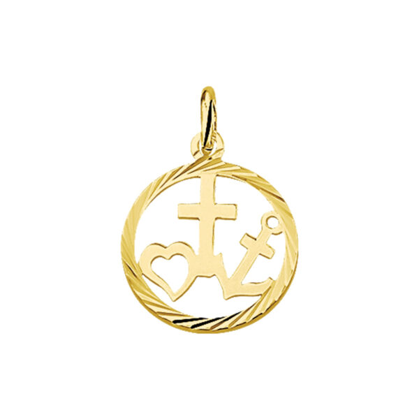 hanger geloof, hoop en liefde gediamanteerd 14K geelgoud