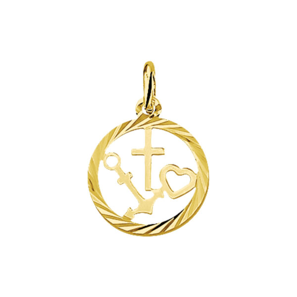 hanger geloof, hoop en liefde gediamanteerd 14K geelgoud