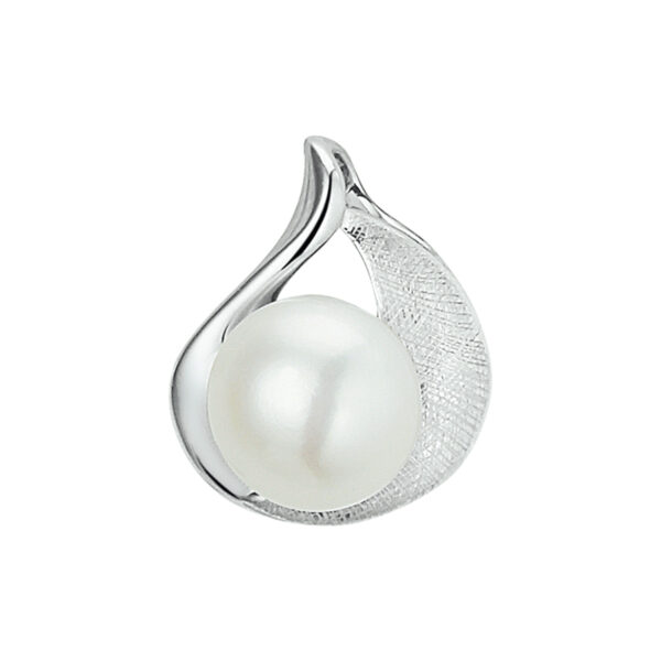 hanger gescratcht parel zilver gerhodineerd
