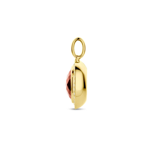 hanger granaat en diamant 0.18ct h si 21 mm 14K geelgoud - Afbeelding 3