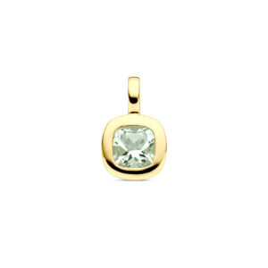 hanger groen amethist 14 mm 14K geelgoud