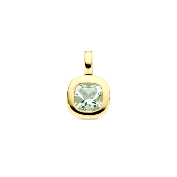 hanger groen amethist 14 mm 14K geelgoud
