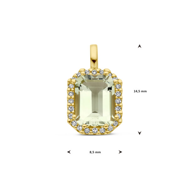hanger groen amethist en diamant 0.10ct h si halo 14K geelgoud - Afbeelding 4
