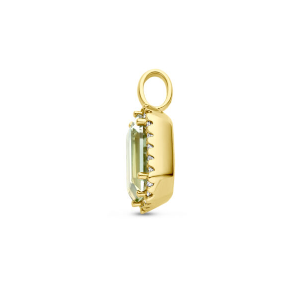 hanger groen amethist en diamant 0.10ct h si halo 18K geelgoud - Afbeelding 3