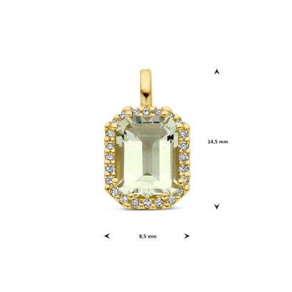 hanger groen amethist en diamant 0.10ct h si halo 18K geelgoud - Afbeelding 4