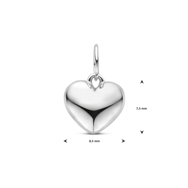 hanger hart 12,5 mm zilver gerhodineerd - Afbeelding 4