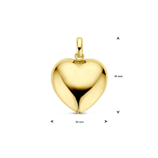 hanger hart 32 mm 3 micron zilver verguld (geel) - Afbeelding 4