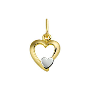hanger hart bicolor gestift 14K geelgoud