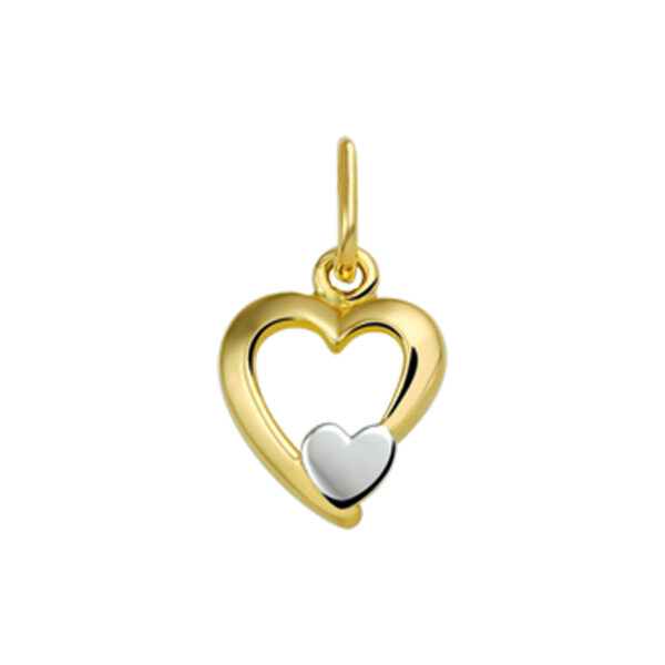 hanger hart bicolor gestift 14K geelgoud