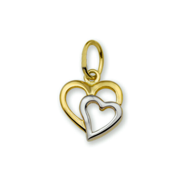 hanger hart bicolor gestift 14K geelgoud