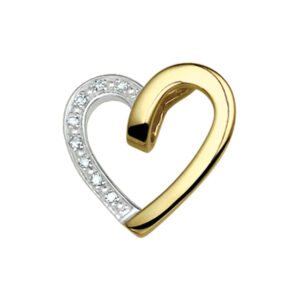 hanger hart diamant 0.040ct h si 14K geelgoud