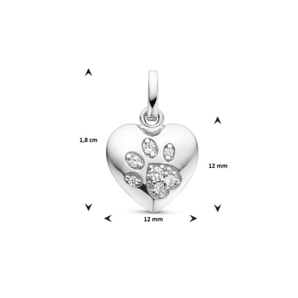 hanger hart en hondenpoot zirkonia zilver gerhodineerd - Afbeelding 4