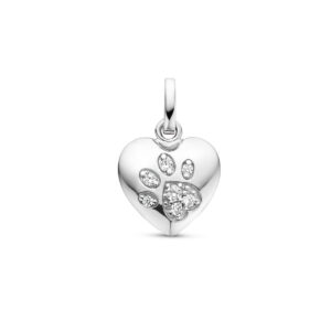 hanger hart en hondenpoot zirkonia zilver gerhodineerd