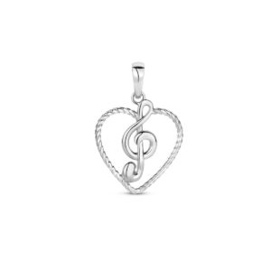 hanger hart en muzieknoot zilver gerhodineerd