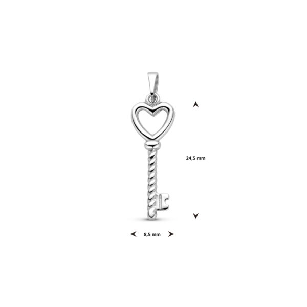 hanger hart en sleutel 29 mm zilver gerhodineerd - Afbeelding 4