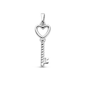 hanger hart en sleutel 29 mm zilver gerhodineerd