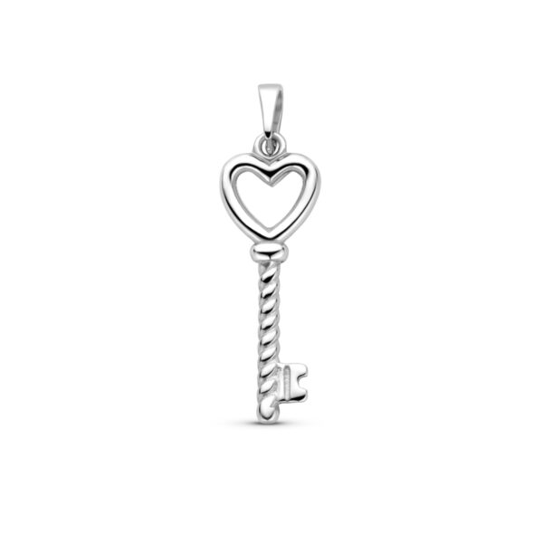 hanger hart en sleutel 29 mm zilver gerhodineerd