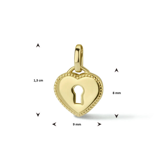 hanger hart en slot 14K geelgoud - Afbeelding 2