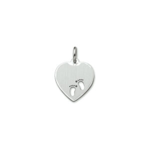 hanger hart en voetjes poli/mat zilver gerhodineerd