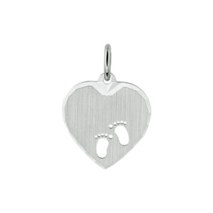hanger hart en voetjes poli/mat zilver gerhodineerd