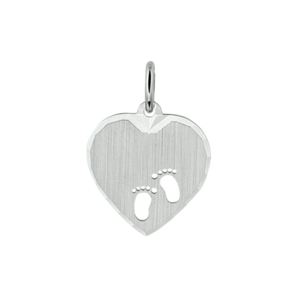 hanger hart en voetjes poli/mat zilver gerhodineerd