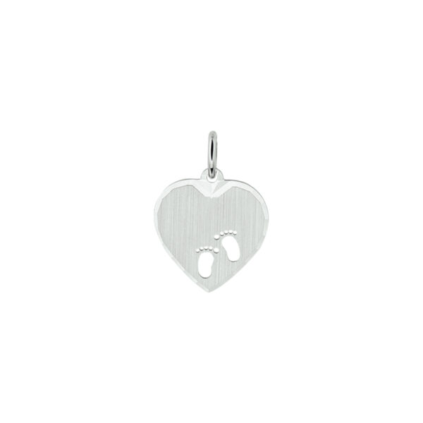 hanger hart en voetjes poli/mat zilver gerhodineerd