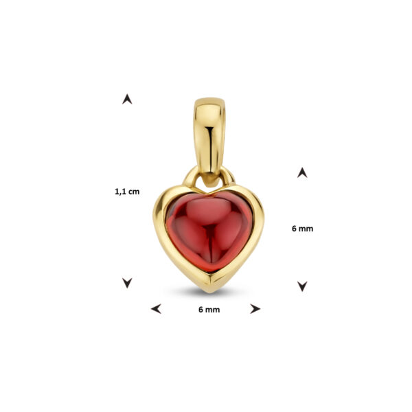 hanger hart granaat 14K geelgoud - Afbeelding 4
