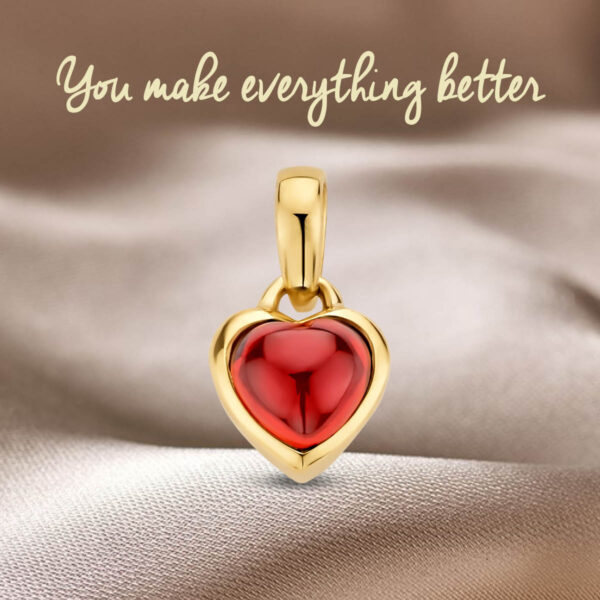 hanger hart granaat 14K geelgoud - Afbeelding 5