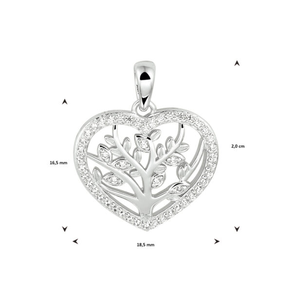 hanger hart levensboom zilver gerhodineerd - Afbeelding 3