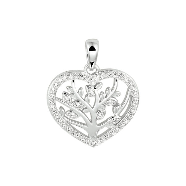 hanger hart levensboom zilver gerhodineerd