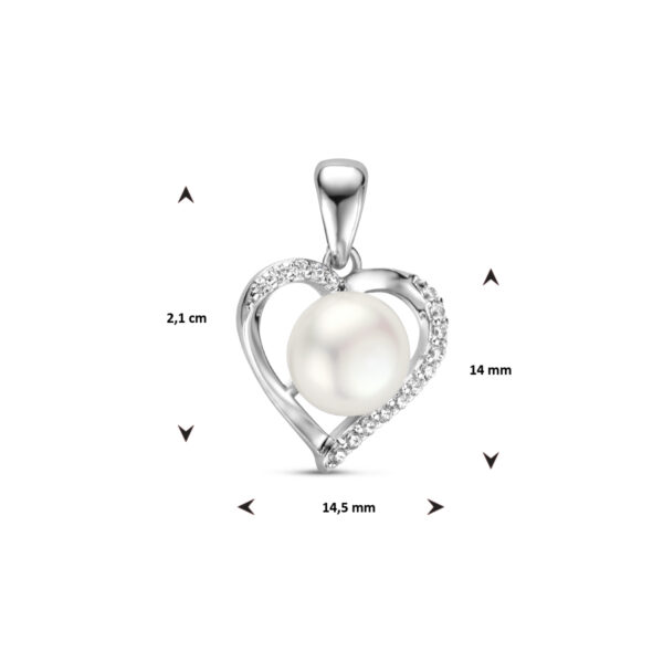 hanger hart parel en zirkonia zilver gerhodineerd - Afbeelding 4